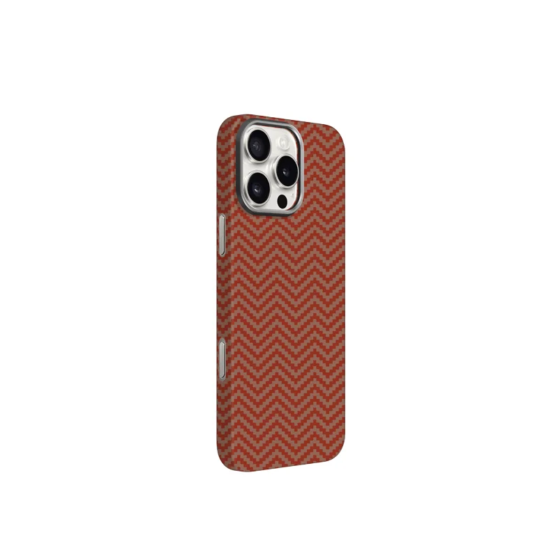 Чехол K-DOO Kevlar карбон с MagSafe для iPhone 16 Pro, Оранжевый