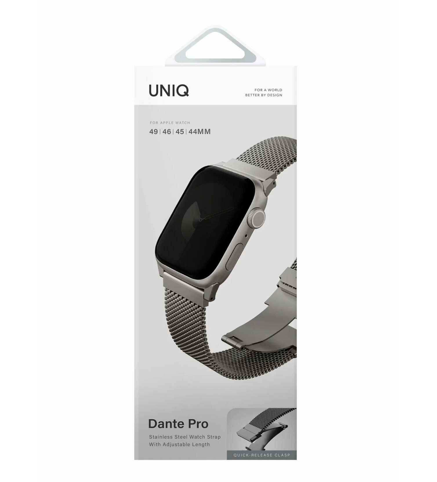 Ремешок Uniq Dante PRO Strap Mesh Steel для Apple Watch 49/46/45/44 мм, Серебристый титан