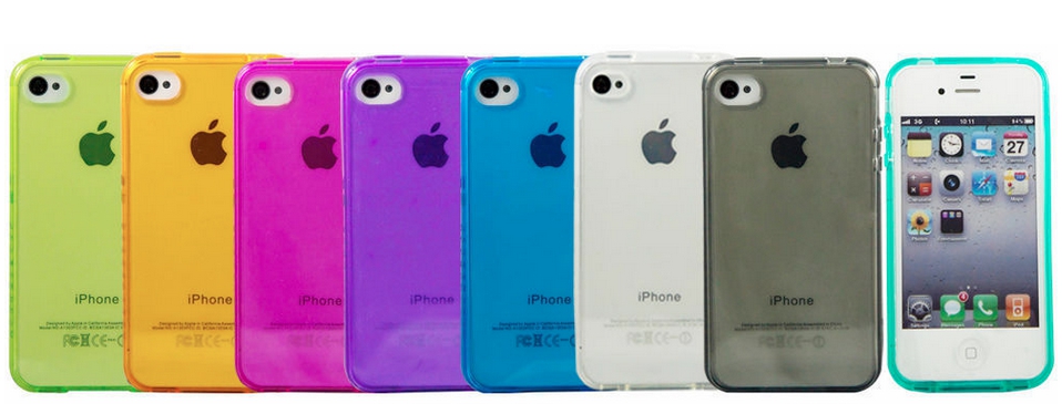 Чехол-накладка iPhone 4/4S, Силиконовый, Цветной