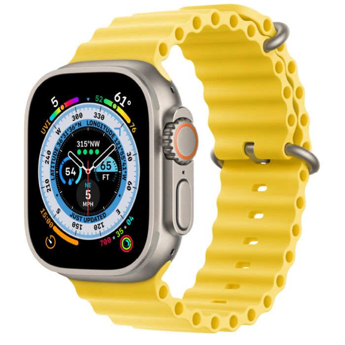 Apple Watch Ultra, 49 мм, корпус из титана, ремешок Ocean желтого цвета, FNH93 - CPO