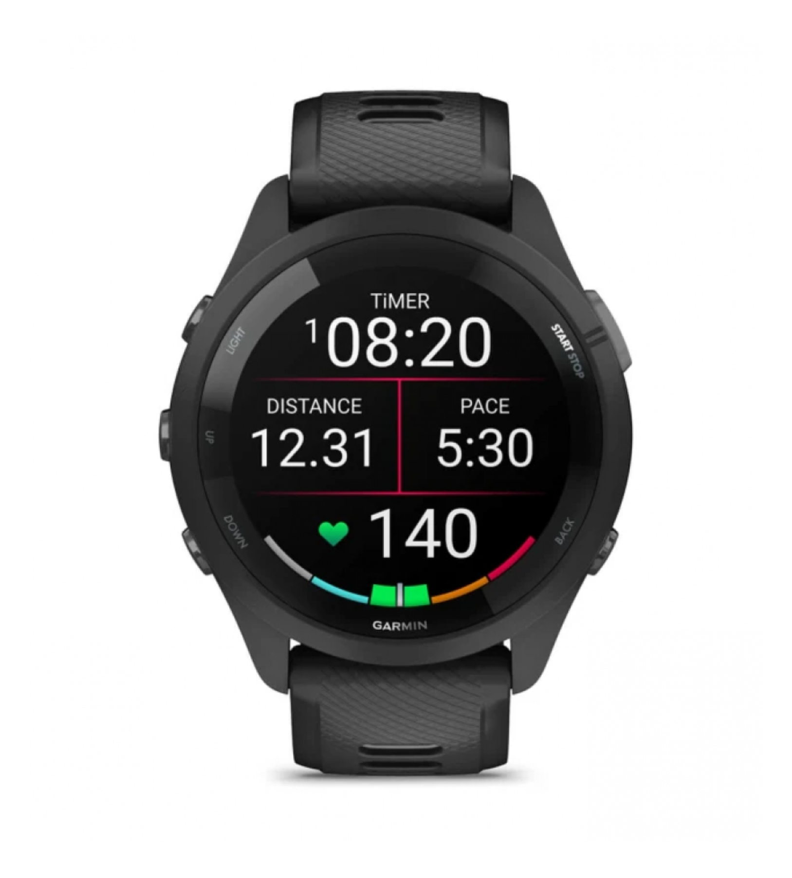 Garmin Forerunner 265, Черный циферблат и корпус с черным/пудровым серым силиконовым ремешком