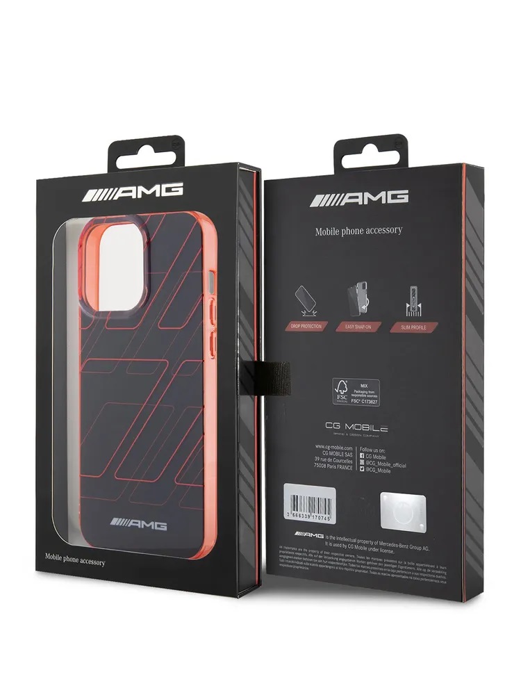 Чехол AMG для iPhone 15 Pro Max, PC/TPU Double layer Large Rhombuses Hard, Черный