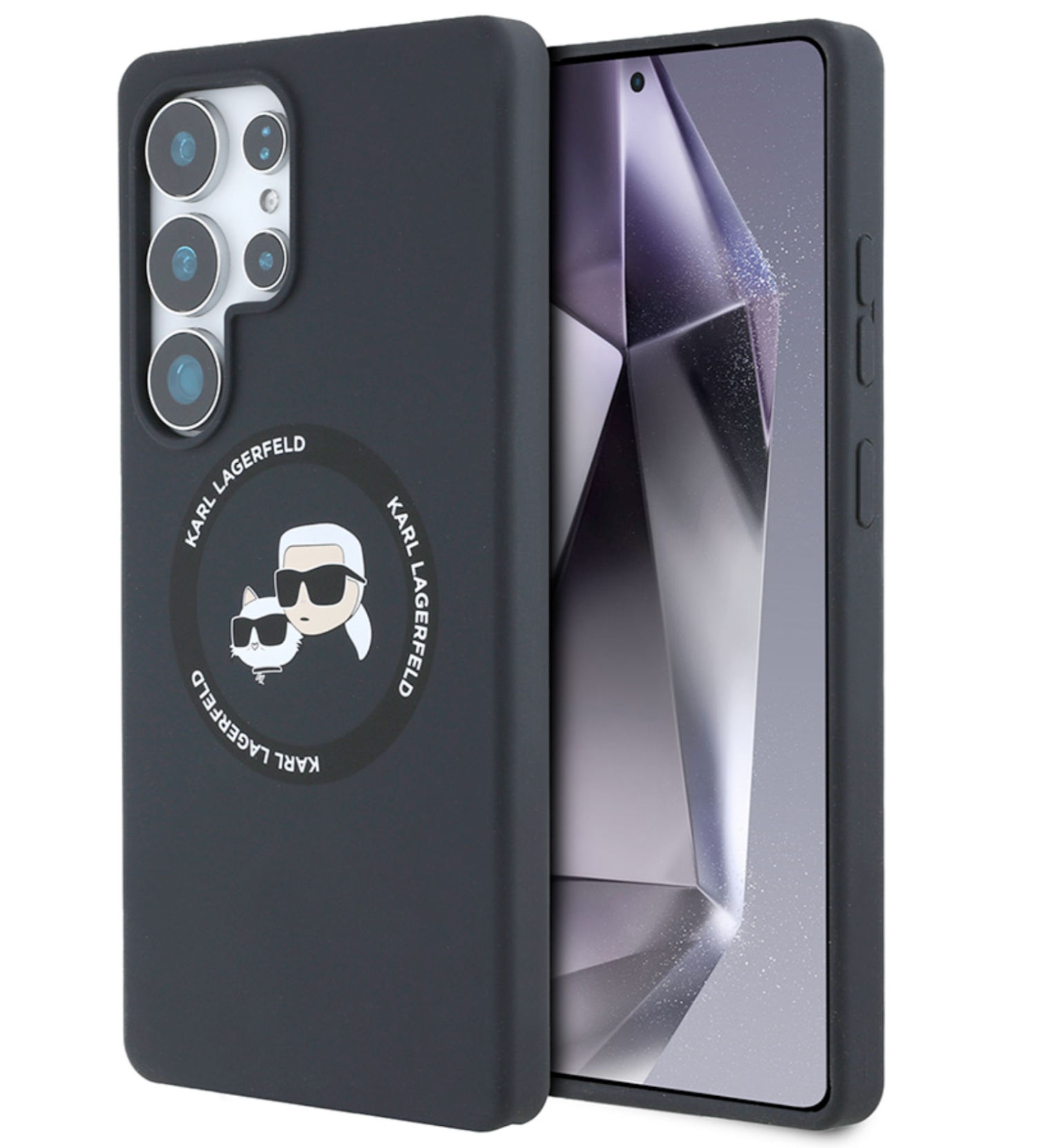 Чехол Lagerfeld Liquid Silicone NFT Karl & Choupette Head Galaxy S25 Ultra, MagSafe, Черный