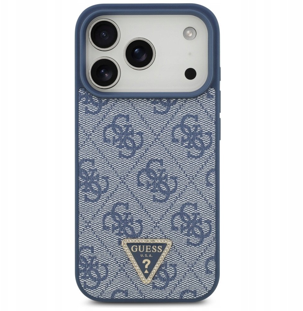 Чехол Guess iPhone 17 Pro чехол PU 4G Triangle Diamond metal logo Hard Blue, Magsafe, Синий