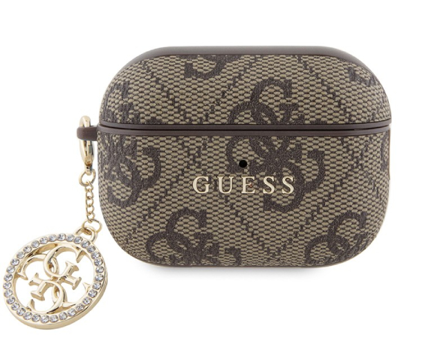 Чехол Guess для Airpods Pro 2 PU, Кожа 4G с металлическим логотипом и брелком, Коричневый