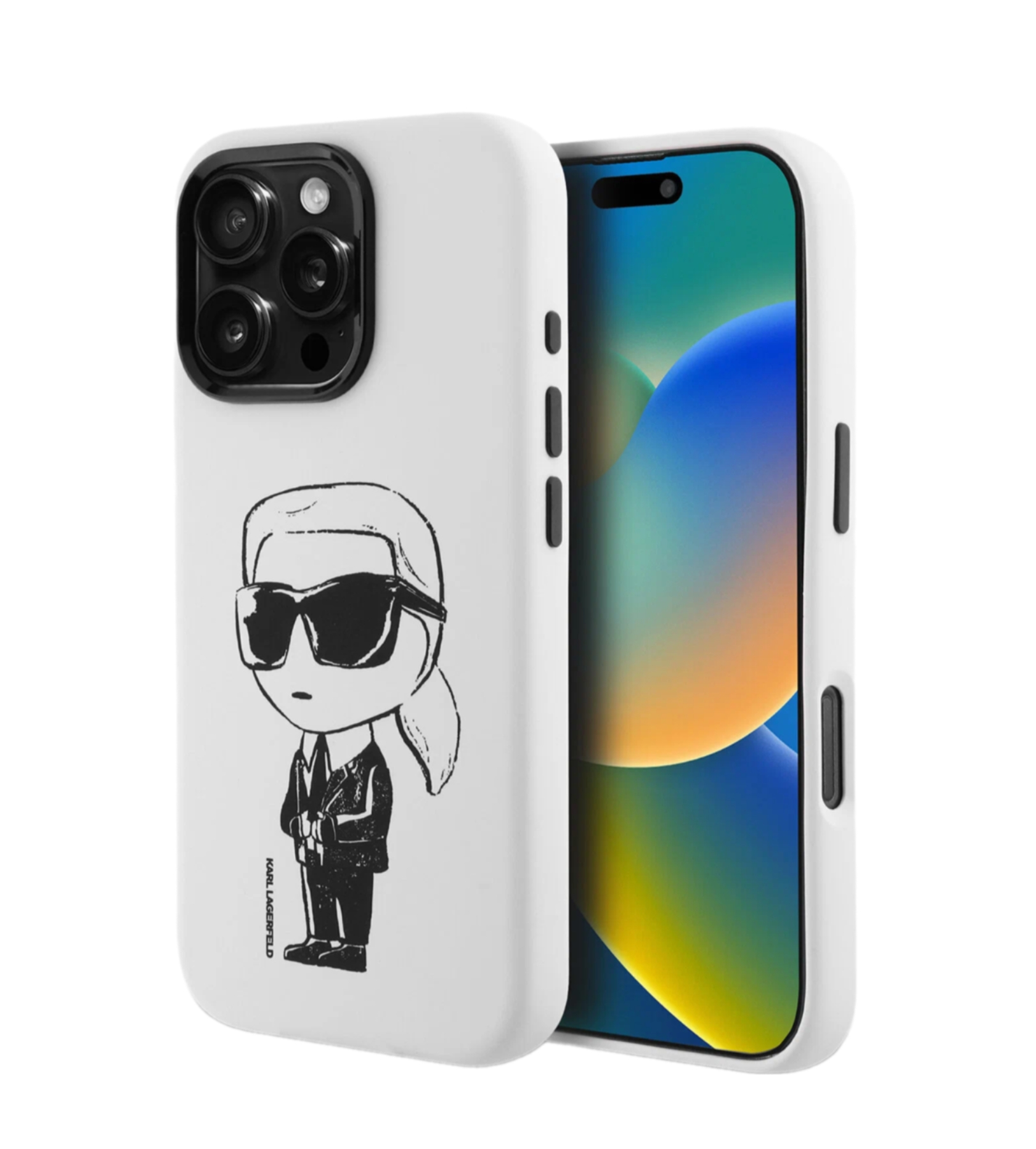 Чехол Lagerfeld Liquid Silicone NFT Graffiti Karl Ikonik Hard White (MagSafe) для iPhone 16 Pro Max, Белый