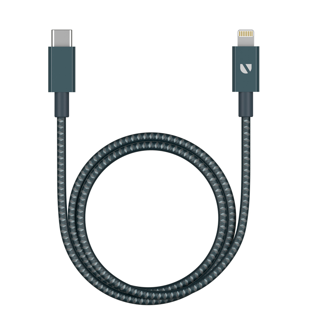 Deppa USB-C – Lightning, MFI, алюминий/нейлон 1.2м, Графит