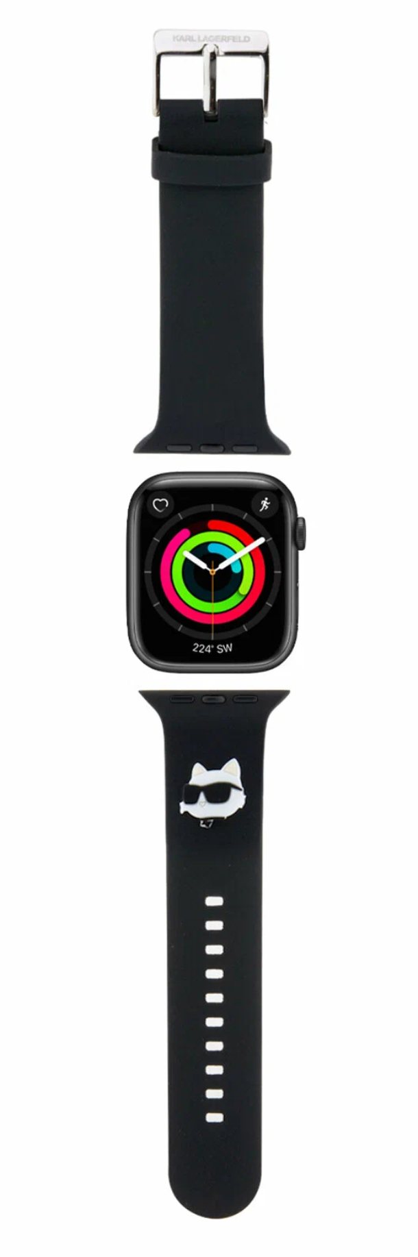 Lagerfeld для Apple Watch 45/44/42 мм ремешок 3D Rubber NFT Choupette head, Черный