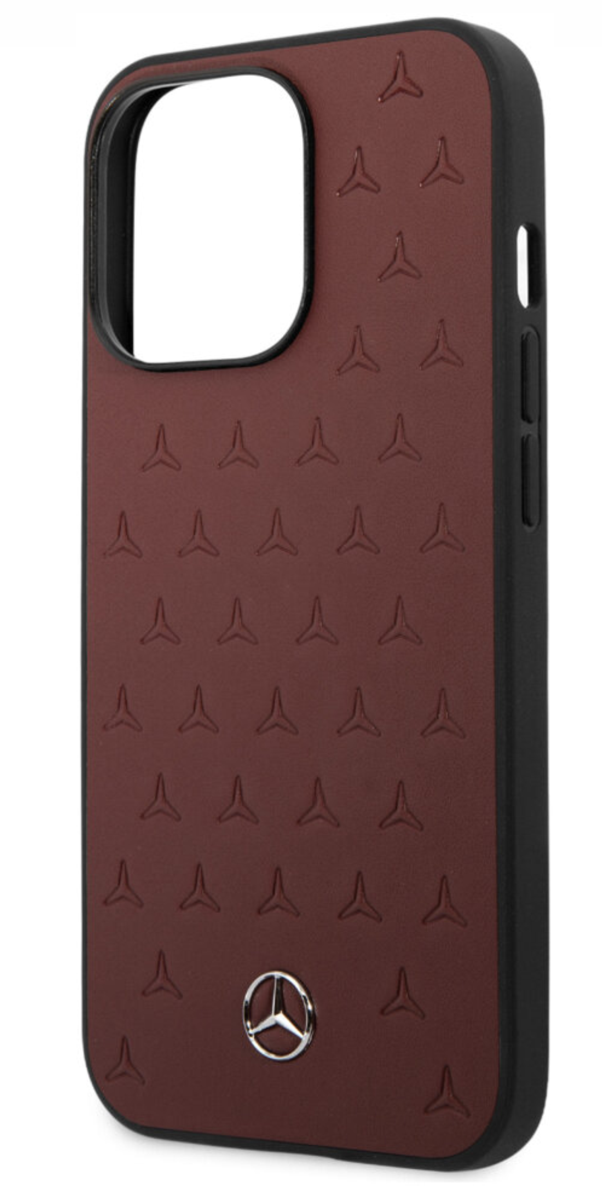 Чехол Mercedes для iPhone 13 Pro Max, Звезды из натуральной кожи, Красный