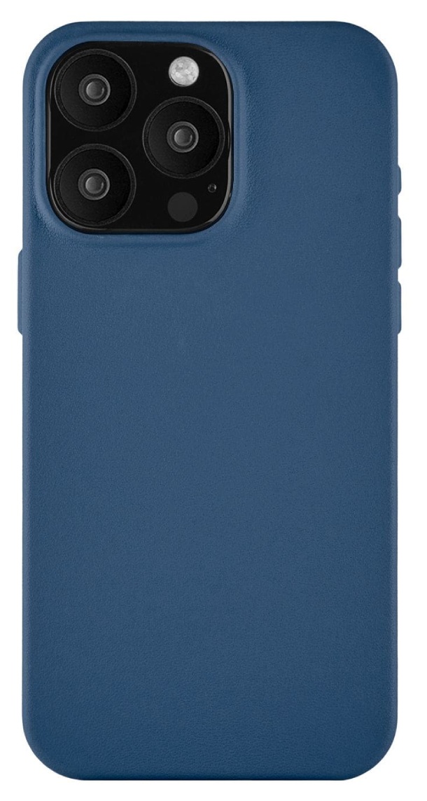 Чехол защитный uBear Capital Case для iPhone 15 Pro, Натуральная кожа, MagSafe, Темно-синий