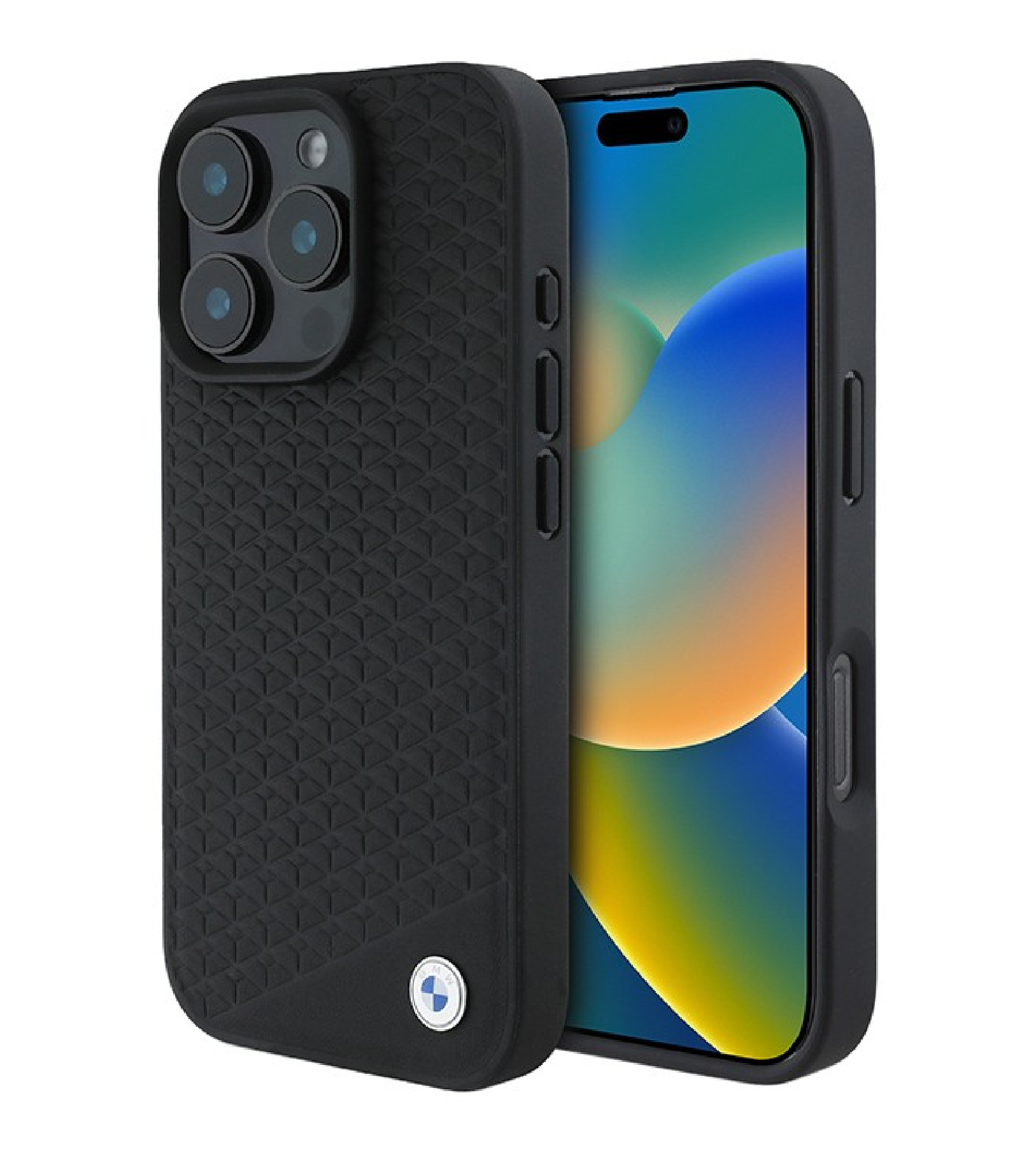 Чехол AMG для iPhone 16 Pro, PC/TPU Двухслойные ромбы MagSafe, Черный/Красный