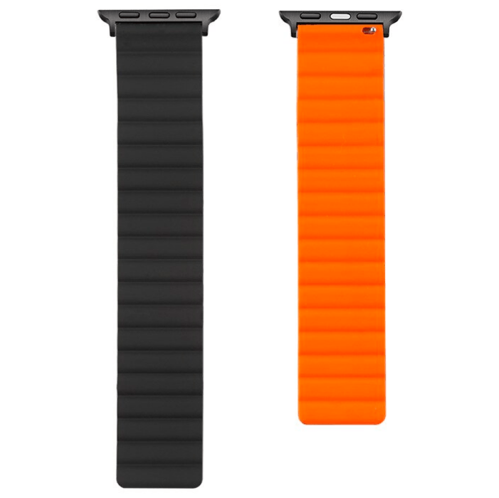 Ремешок Mutural watch band modi для Apple Watch 42/44/45/49мм, Чёрный с оранжевым