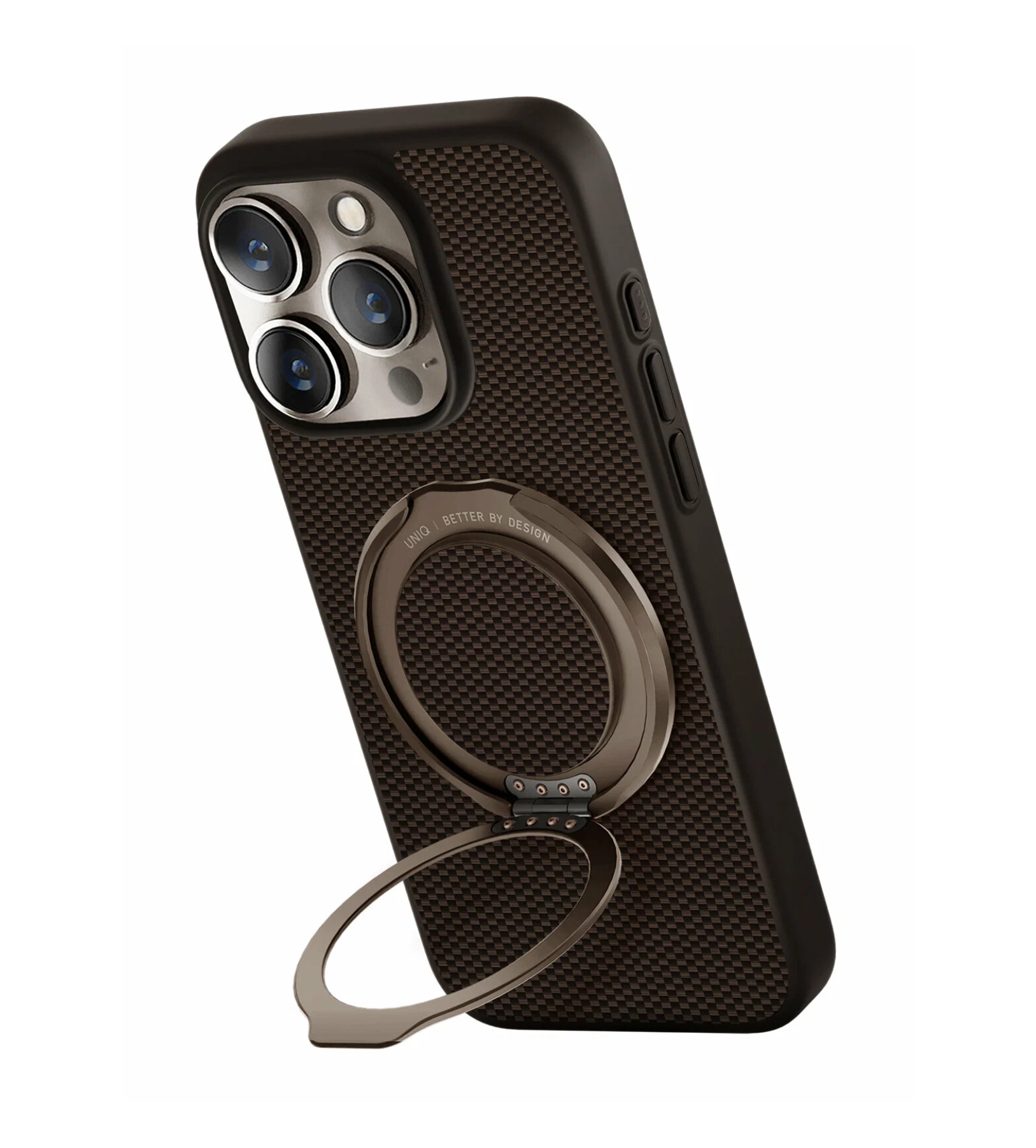 Чехол Uniq KEVA AIR Kevlar + GripFit Premium Mount Brown (MagSafe) для iPhone 16 Pro Max, Коричневый