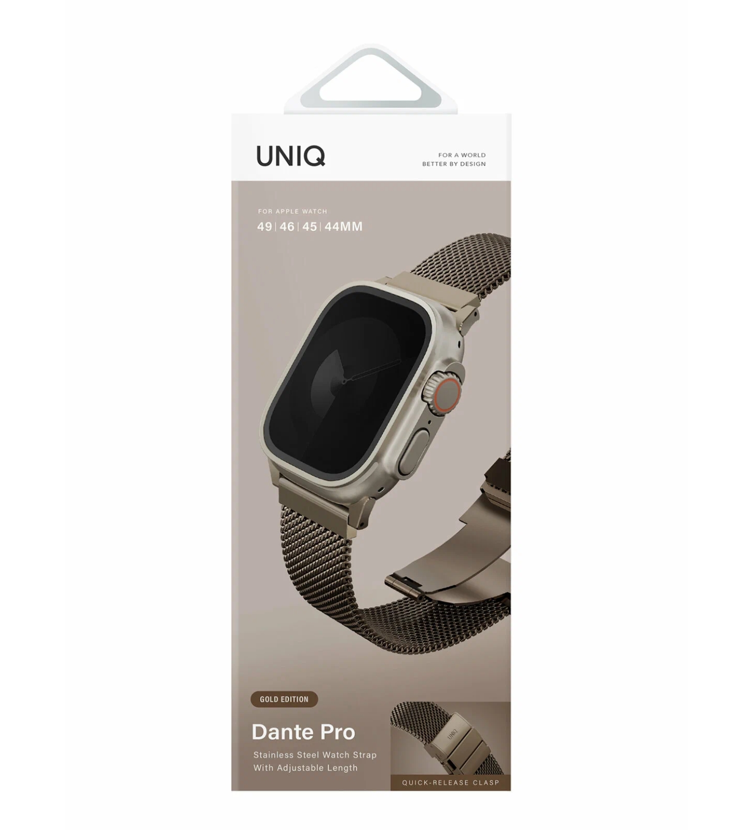 Ремешок Uniq Dante PRO Strap Mesh Steel Ember для Apple Watch 49/46/45/44 мм, Золотой