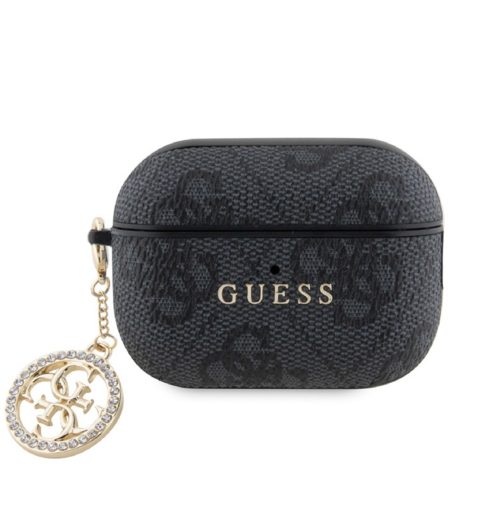 Чехол Guess PU leather 4G with Classic metal logo and Diamond charm для Airpods Pro 2, Черный