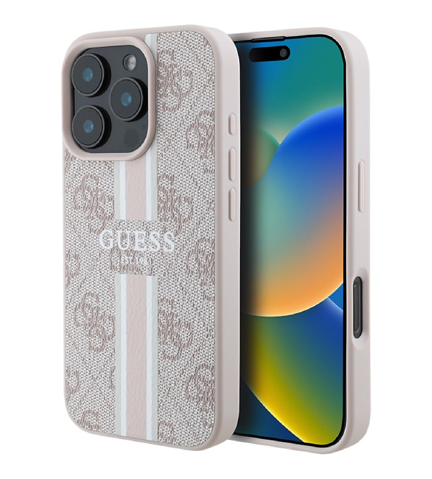 Чехол Guess PU 4G Stripes Hard с MagSafe для iPhone 16 Pro Max, Розовый