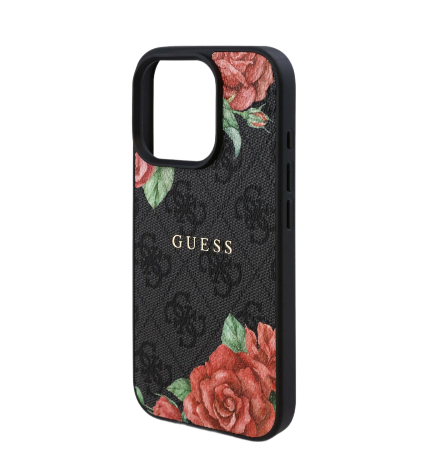 Чехол Guess PU Flowers Roses (MagSafe) для iPhone 16 Pro, Черный