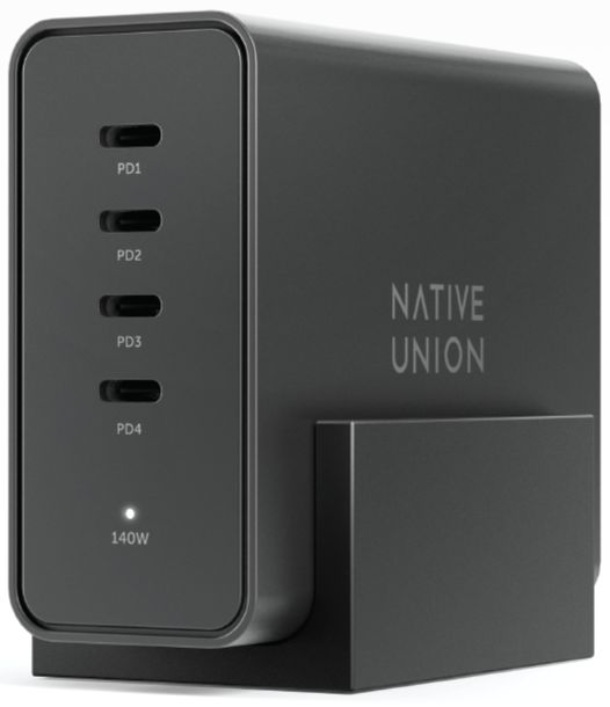 Native Union FAST GAN CHARGER PRO PD 140W-BLACK-EU, 140W,  разъёмы USB-C, Черная