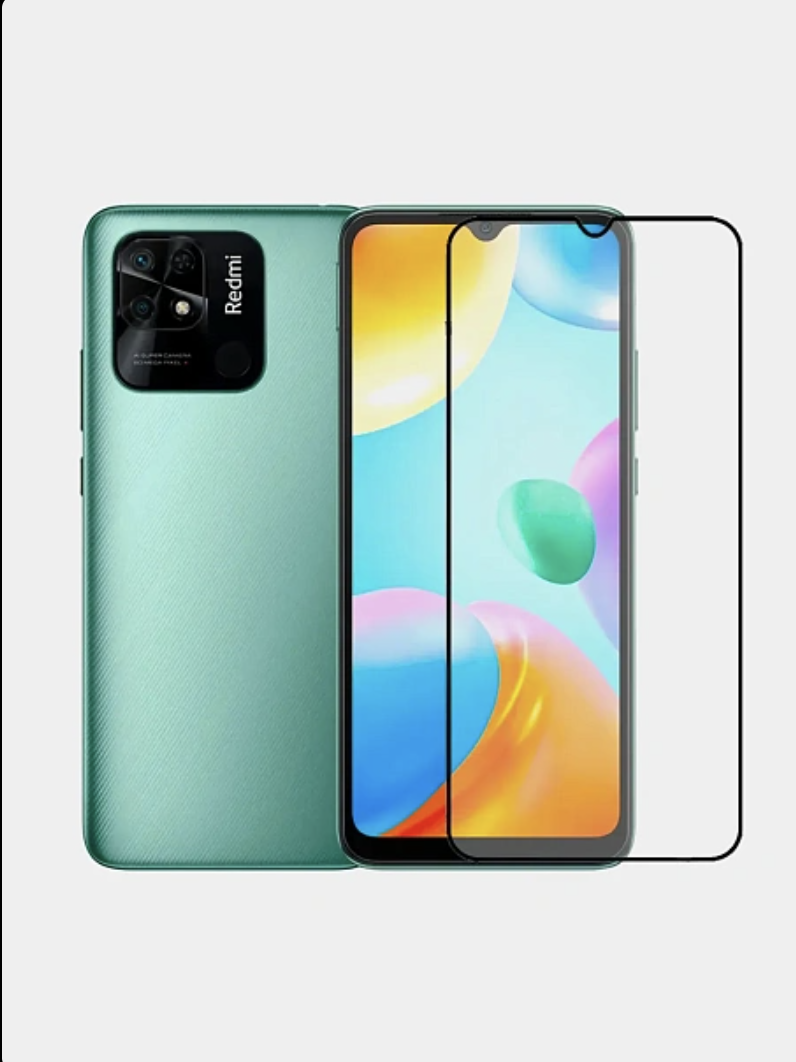 Защитное стекло цельное 3D для Xiaomi Redmi 12C, Черный