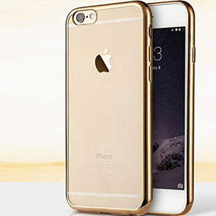 Чехол Силиконовый для iPhone 6/S, Кант, Золотой, Сердца