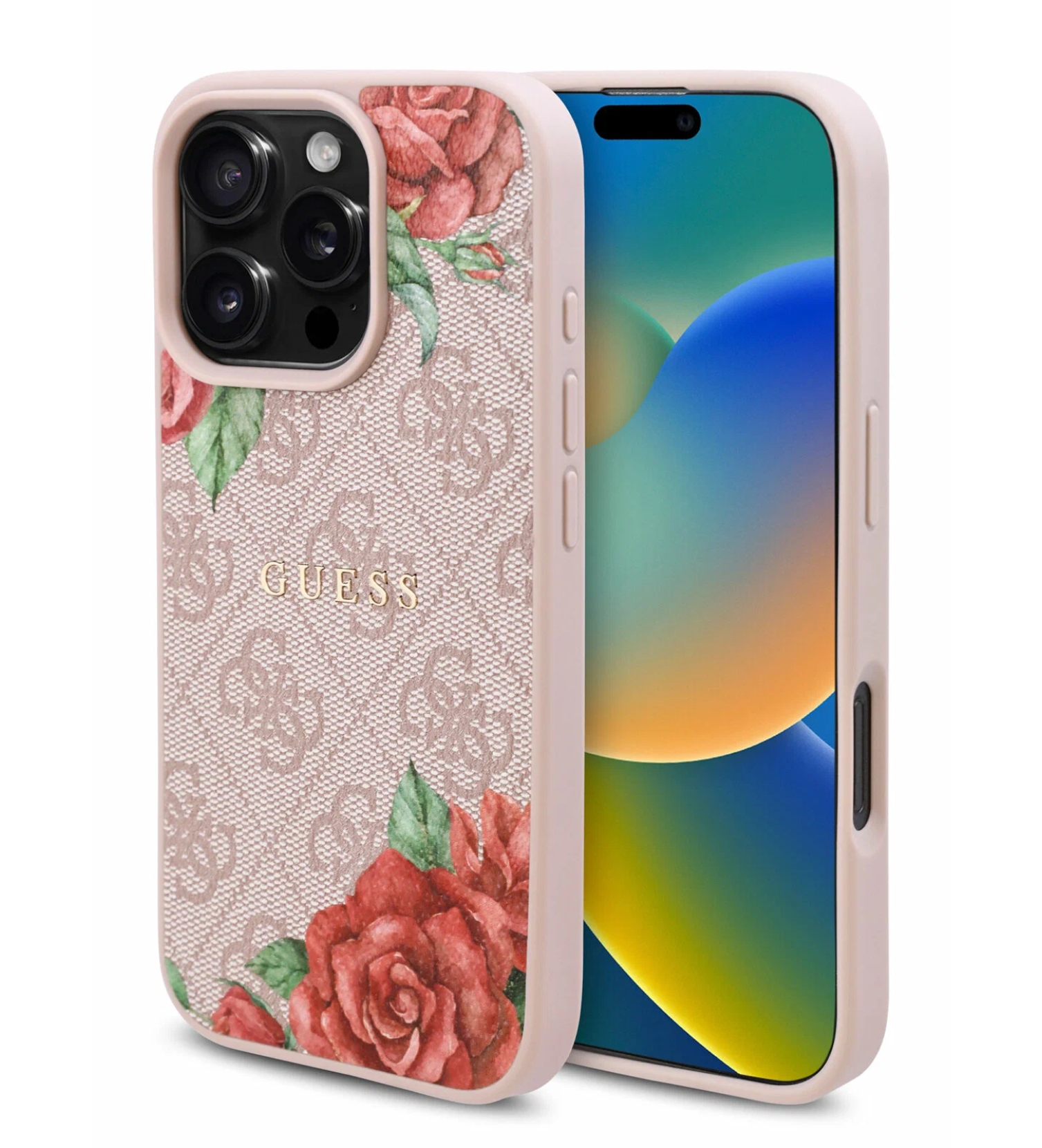 Чехол Guess PU Flowers Roses Hard с MagSafe для iPhone 16 Pro Max, Розовый