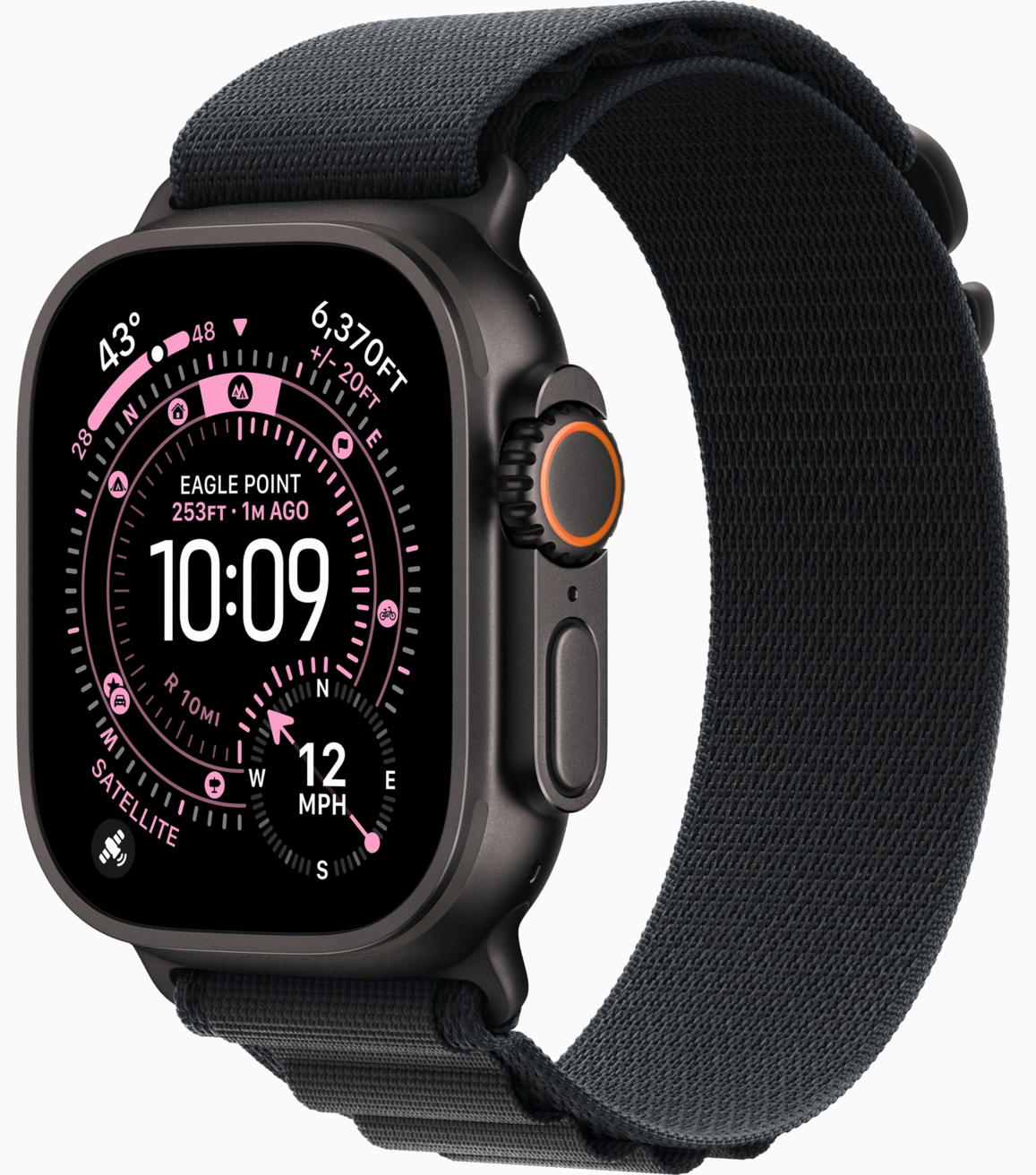 Apple Watch Ultra 3 GPS, 49 мм, корпус из черного титана, ремешок Alpine Loop, Черный (MF0V4) M