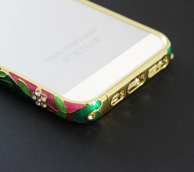 Бампер орнамент со стразами для iPhone 5/5S, Металл, Цветной