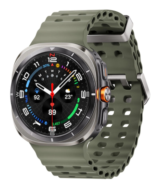 Samsung Galaxy Watch Ultra 47 мм, корпус серебристый титан, ремешок зеленого цвета