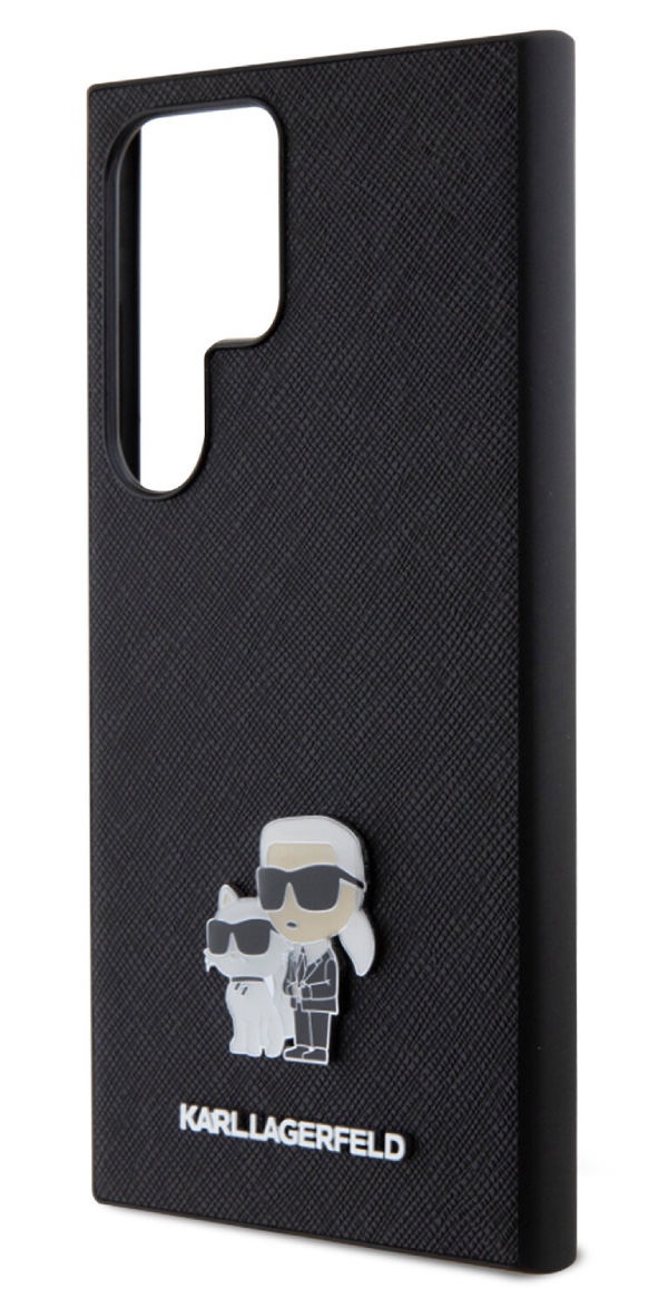 Чехол Lagerfeld для Samsung Galaxy S24 Ultra 3D Saffiano Karl & Choupette металл, Черный