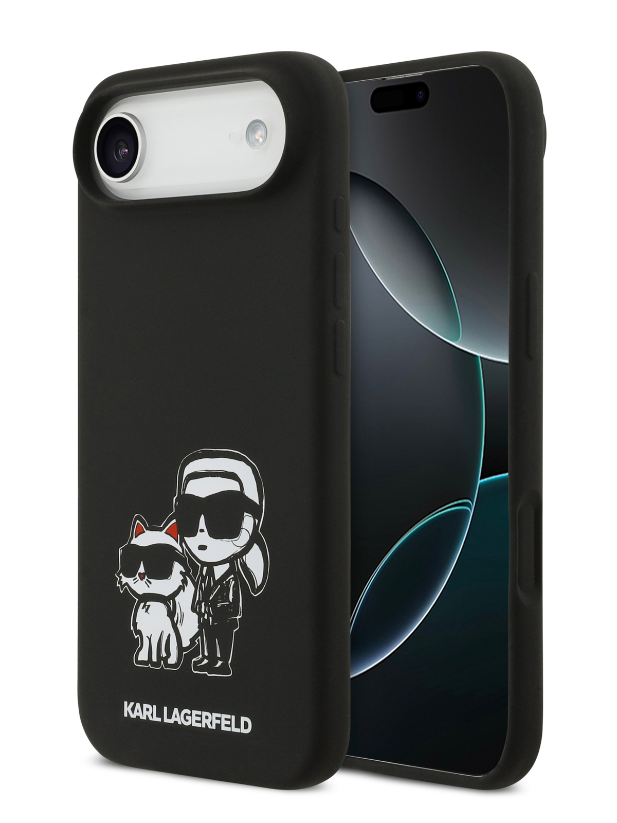 Чехол Lagerfeld iPhone Air Liquid Silicone Sketch Karl&Choup Metal cam Hard Black, MagSafe, Черный
