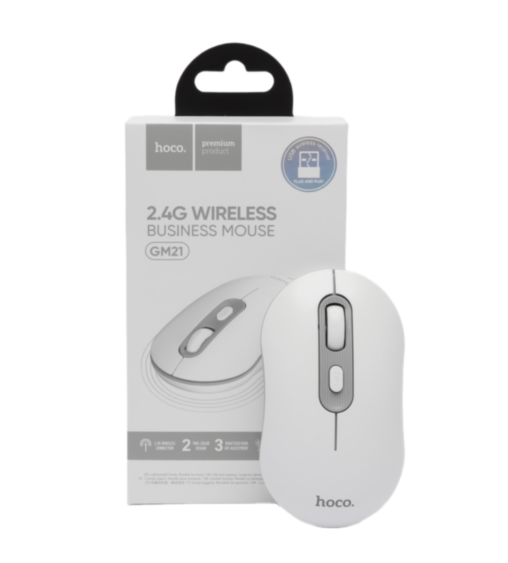 Беспроводная мышь для бизнеса Hoco Platinum 2.4G, Бело-серая, GM21