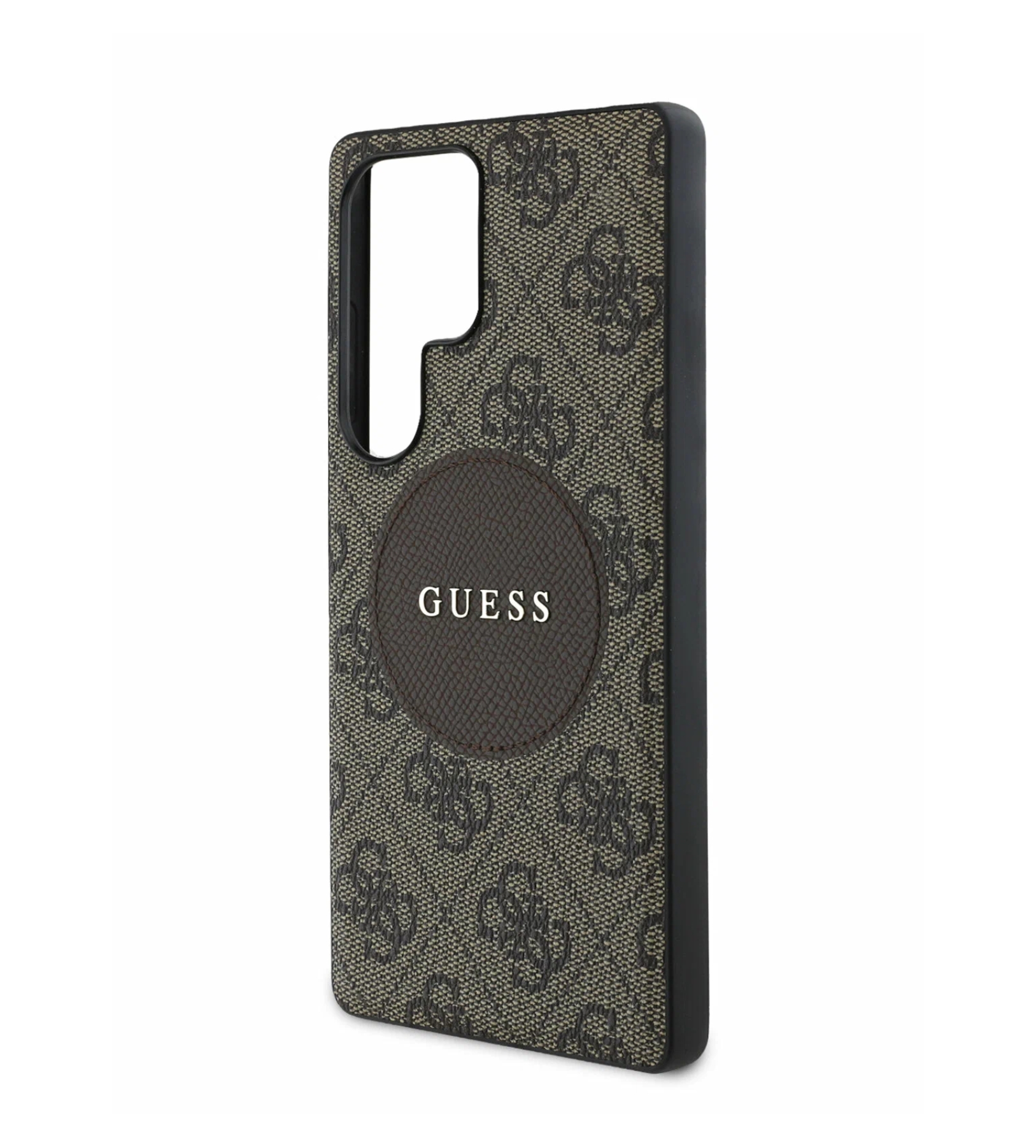 Чехол Guess PU 4G with Round Patch Metal logo Hard Brown Galaxy S25 Ultra, MagSafe, Коричневый