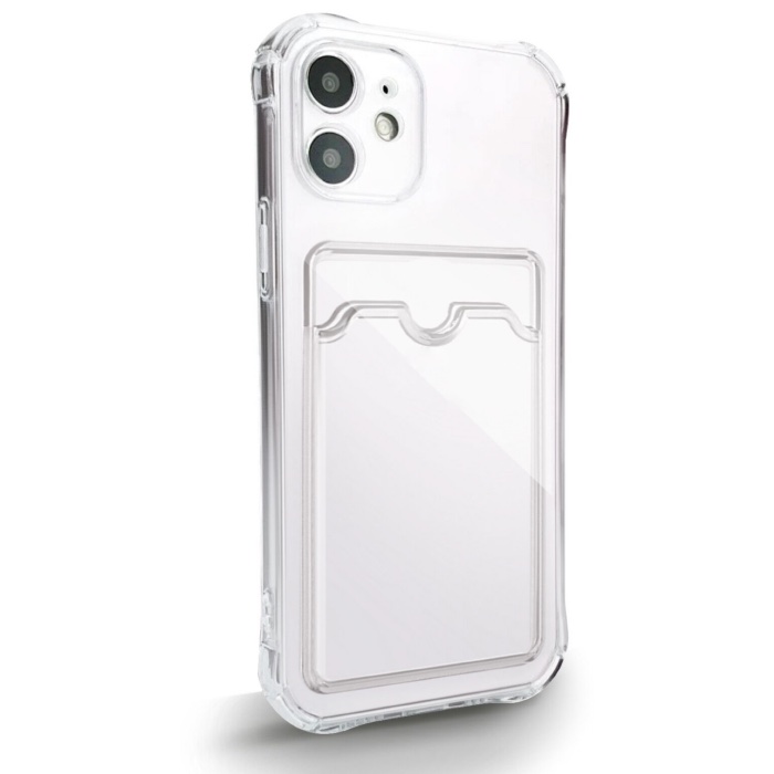 Чехол Силиконовый для iPhone 12, Прозрачный с кармашком для карт