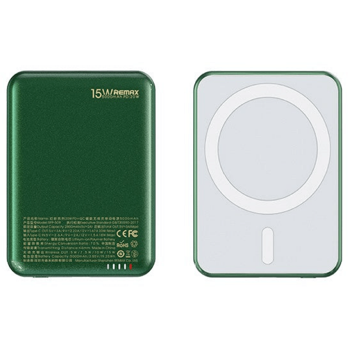 Remax RPP-509 fantasy series 20W PD+QC 14, Магнитная беспроводная зарядка, 5000 мА·ч, Зеленый