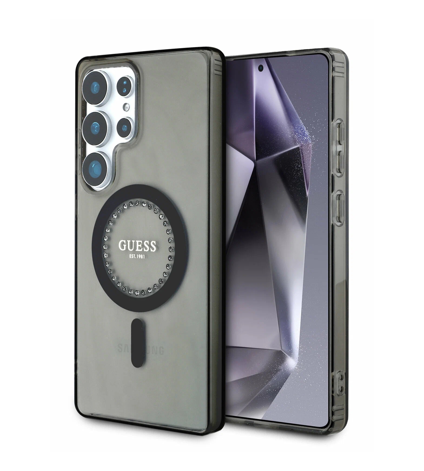 Чехол Guess PC/TPU Diamond Rhinestone Circle Galaxy S25 Ultra, MagSafe, Черный