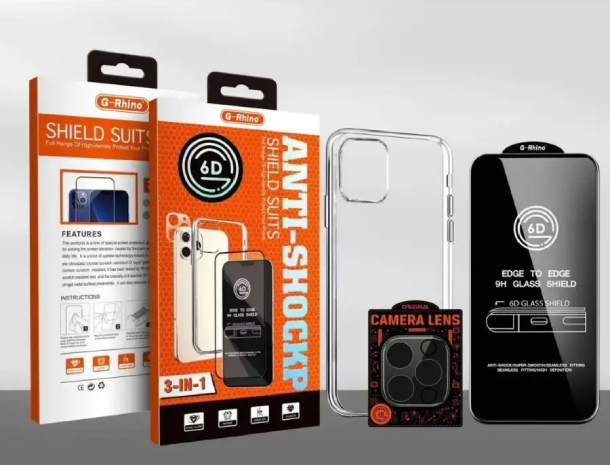 Комплект защиты iPhone 3в1 G-Rhino (чехол+стекло+защита камеры)