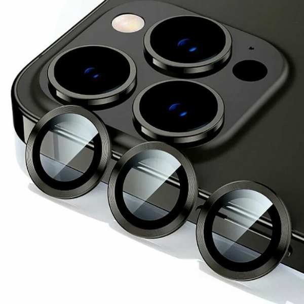 Защитное стекло линзы WiWU 9H Aluminum на камеру iPhone 15 Pro/15 Pro Max, Чёрное