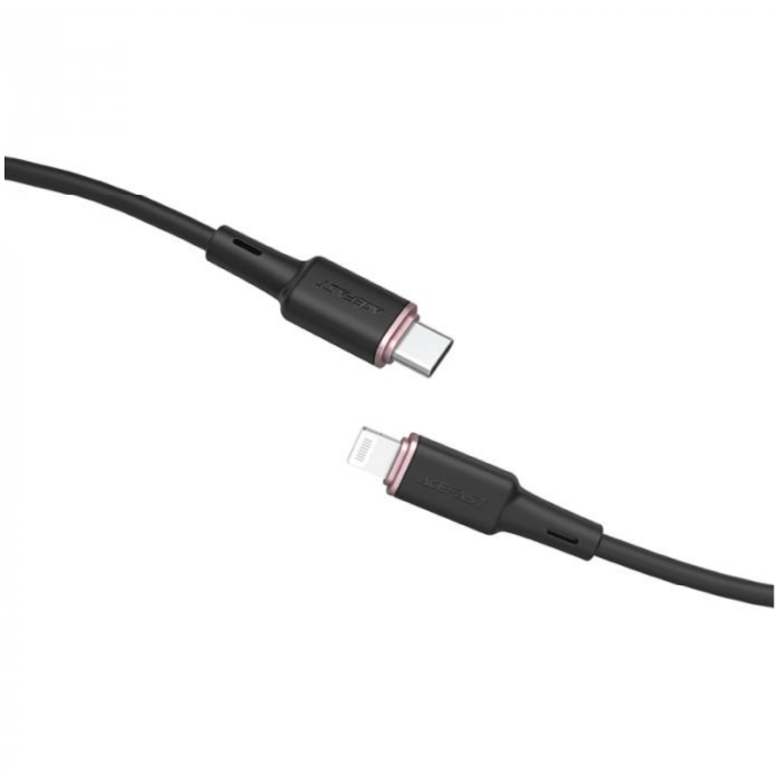 Acefast USB-C - Lightning, Силиконовая оплётка, Черный