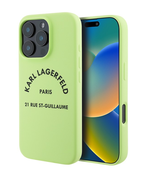 Чехол Lagerfeld для iPhone 16 Pro Max, Силикон RSG логотип, Зеленый