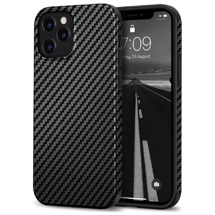 Чехол WiWU Кожаный Карбон для iPhone 12 Pro, Черный