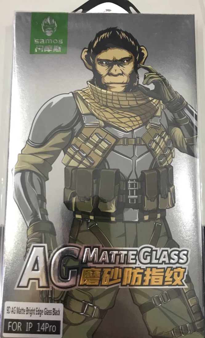 Защитное стекло матовое Samos 9D AG Матовое стекло с яркой кромкой черного цвета для Apple iPhone 14 Pro, Черная рамка