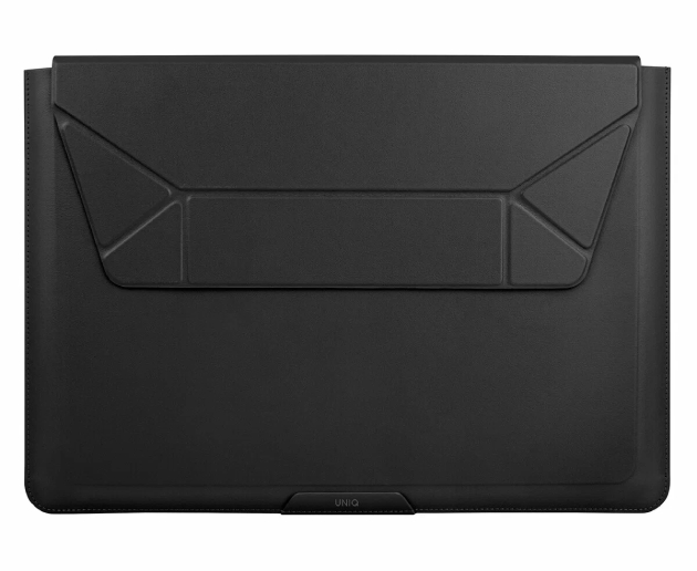 Сумка Uniq для MacBook 14" Oslo V.2 PU Кожа Magnetic sleeve/foldable stand Jet, Черный