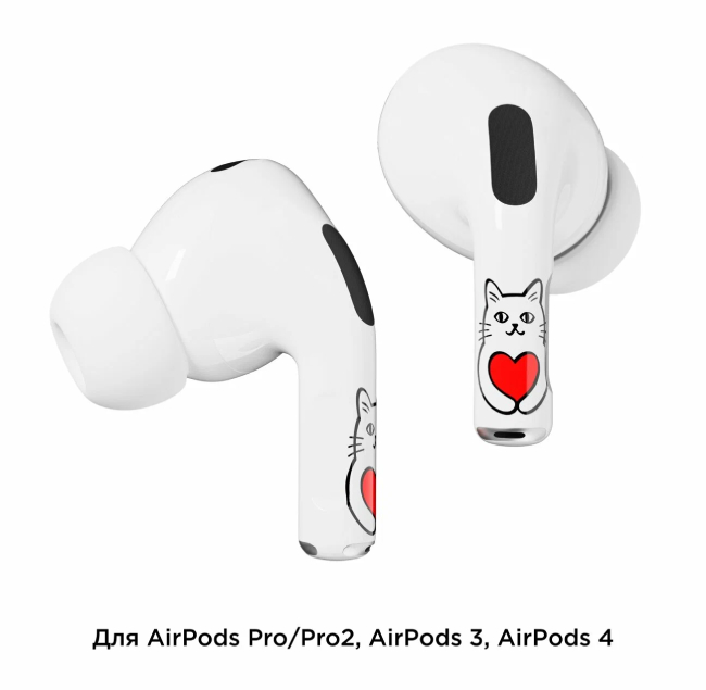 Наклейки "vlp" Easy Art для AirPods 4, Кошачье Сердце