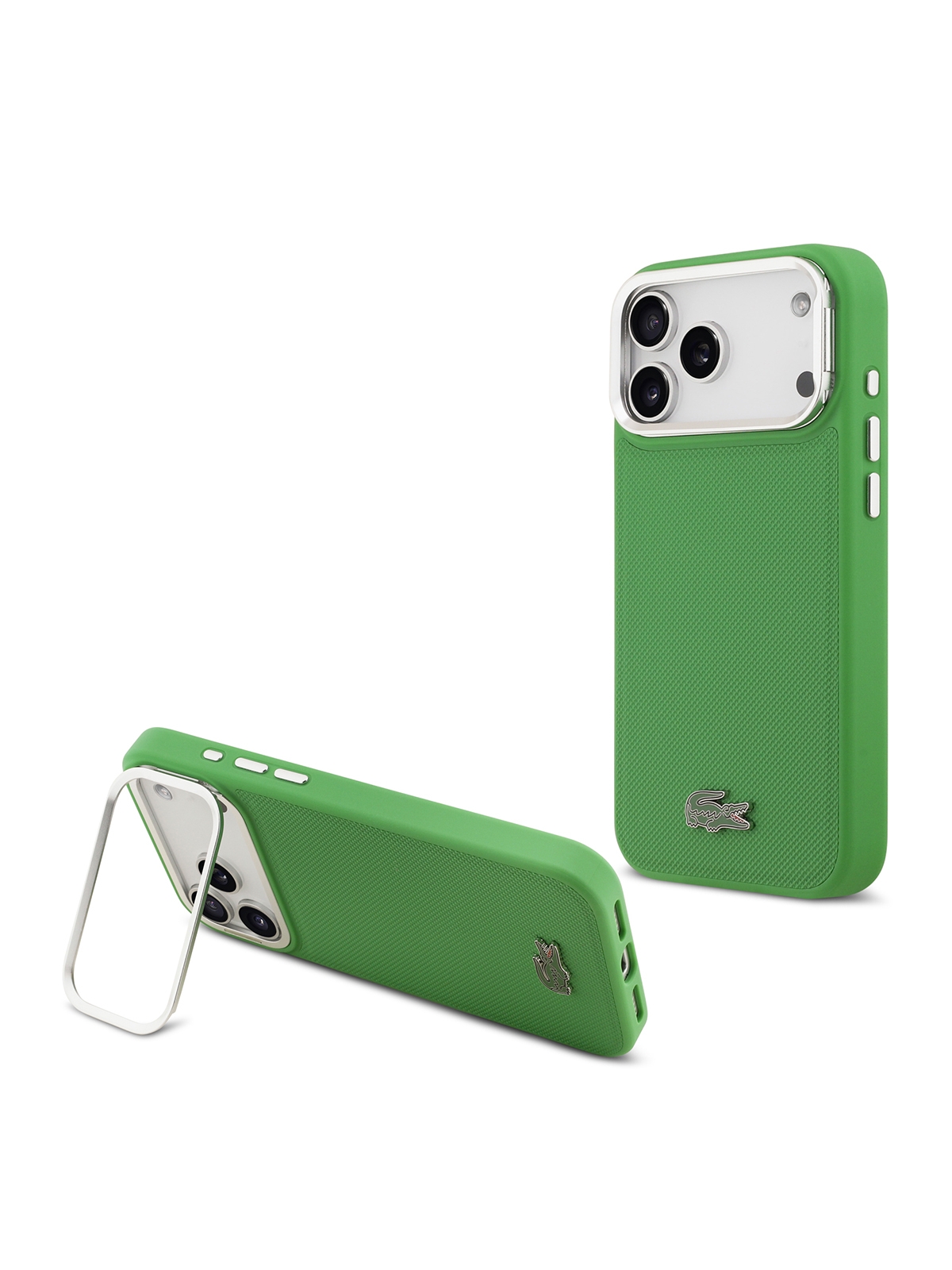 Чехол Lacoste для iPhone 17 Pro Max PVC Lacquer Metal logo with Camera Stand Hard, MagSafe, Зеленый