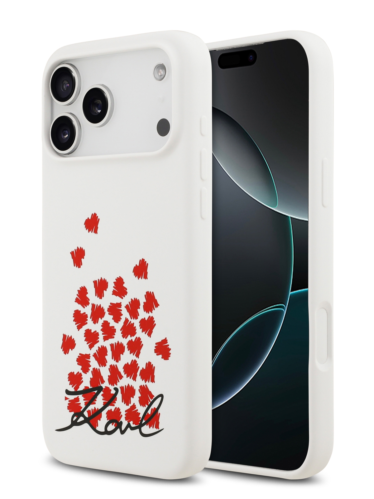 Чехол Lagerfeld iPhone 17 Pro Liquid Silicone Hearts Hard White, Magsafe, Белый