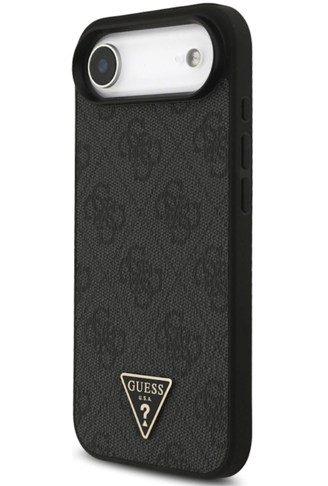 Чехол Guess iPhone Air PU 4G Triangle Diamond metal logo Hard Black, Magsafe, Черный
