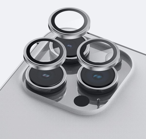 Защитное стекло линзы 9H Aluminum на камеру iPhone 15 Pro/15 Pro Max, Черное (2)
