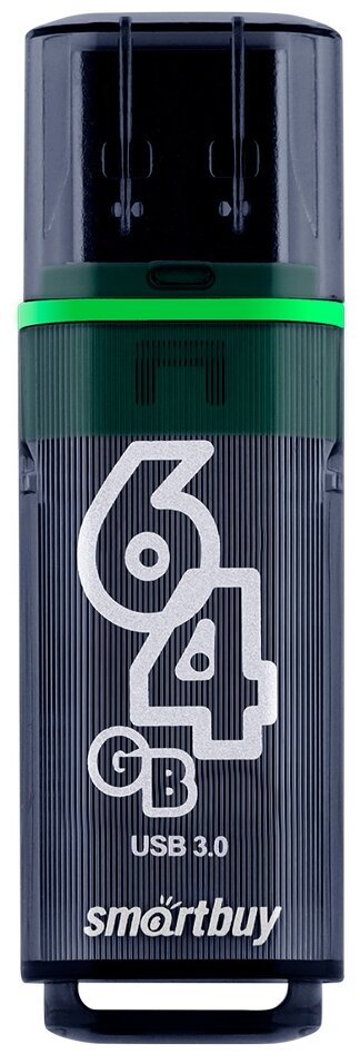 Флеш-накопитель USB 3.0 Smartbuy 64Гб Smart Buy Glossy, Темно-серый