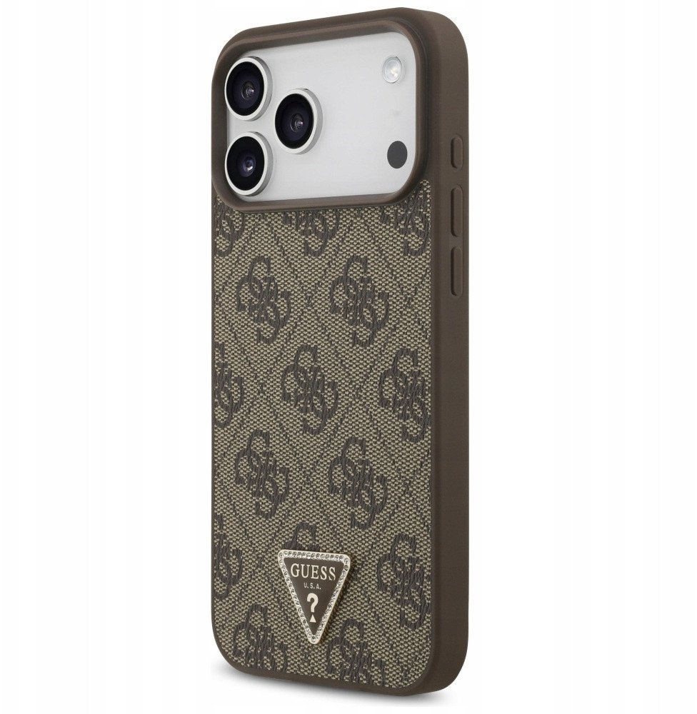 Чехол Guess iPhone 17 Pro Max PU 4G Triangle Diamond metal logo Hard Brown, MagSafe, Коричневый
