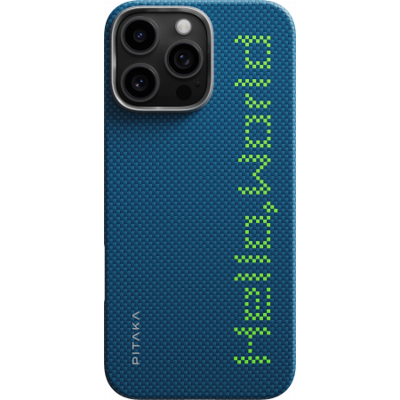 Чехол PITAKA Tactile Woven Case (Luminous™ Edition) для iPhone 16 Pro, Привет, мир